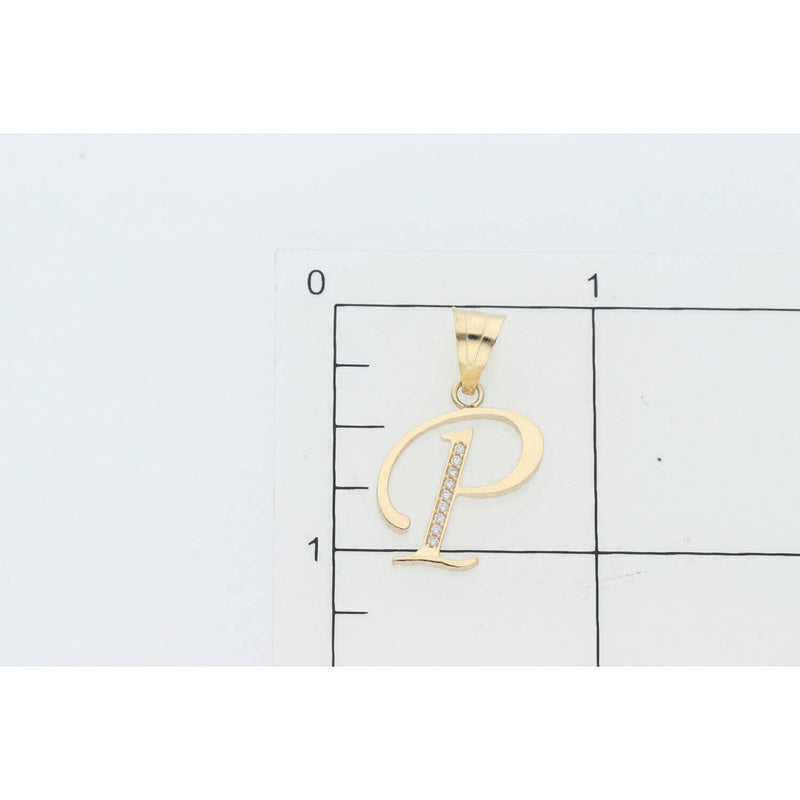 14 Karat Gold Cz Initial "P" Pendant W:1.4