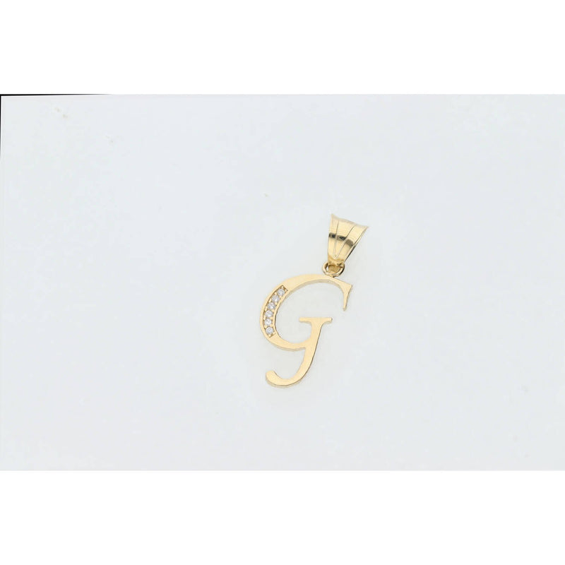 14 Karat Gold Cz Initial "G" Pendant W:1.2