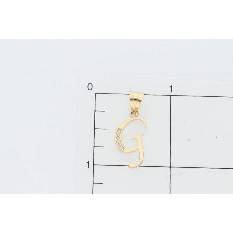 14 Karat Gold Cz Initial "G" Pendant W:1.2