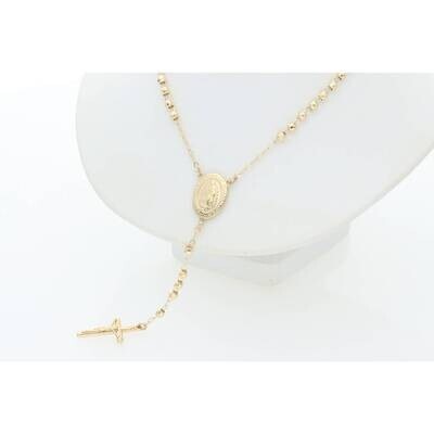 14 Karat Gold Cross Rolo Moon Rosary