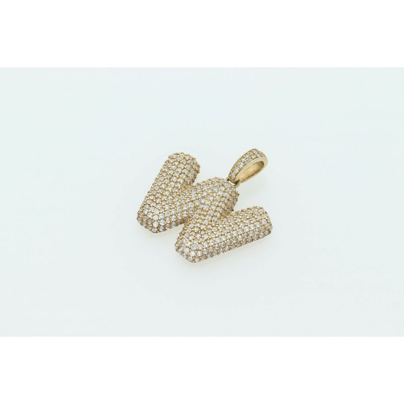 10 Karat Gold Cz Bubble Letter "W" Charm W:6.2