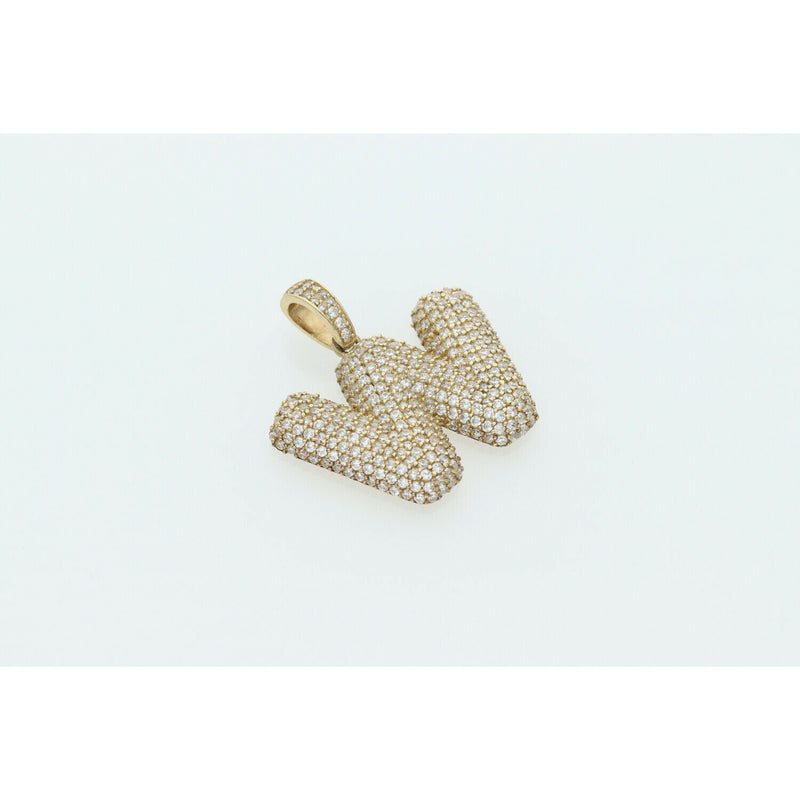 10 Karat Gold Cz Bubble Letter "W" Charm W:6.2