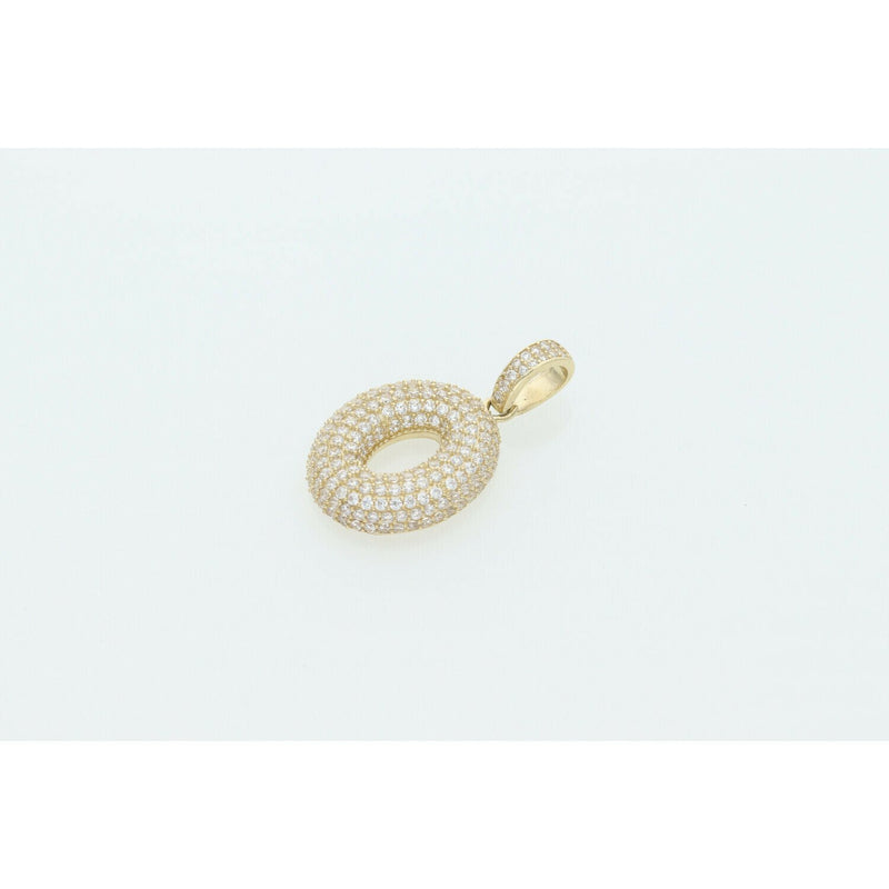 10 Karat Gold Cz Bubble Letter "O" Charm W:3.5