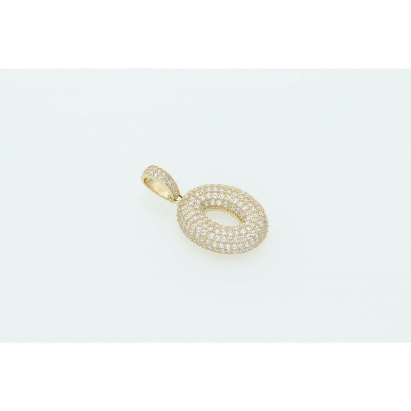 10 Karat Gold Cz Bubble Letter "O" Charm W:3.5