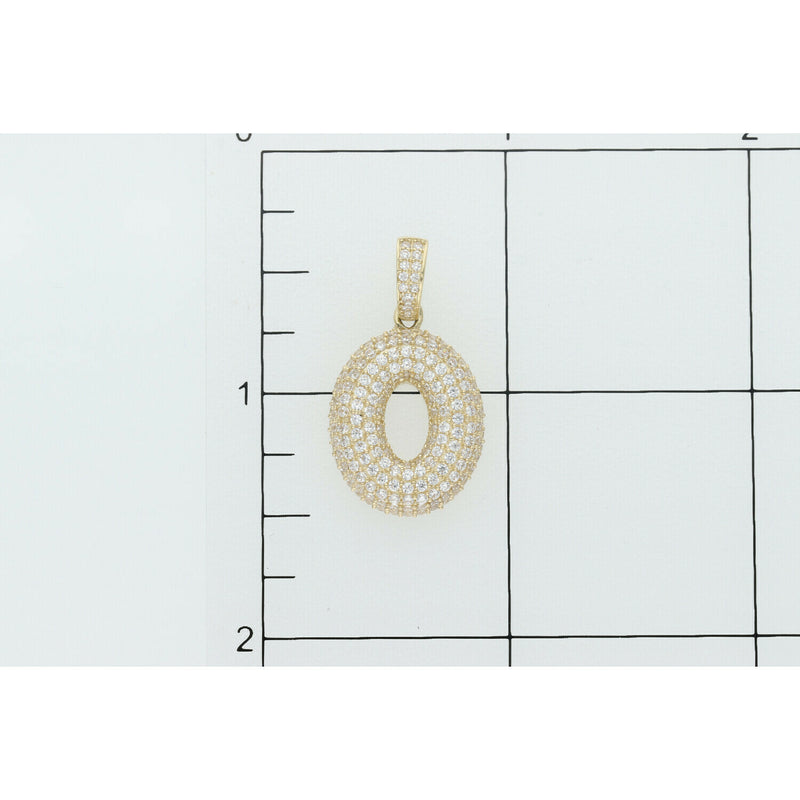 10 Karat Gold Cz Bubble Letter "O" Charm W:3.5
