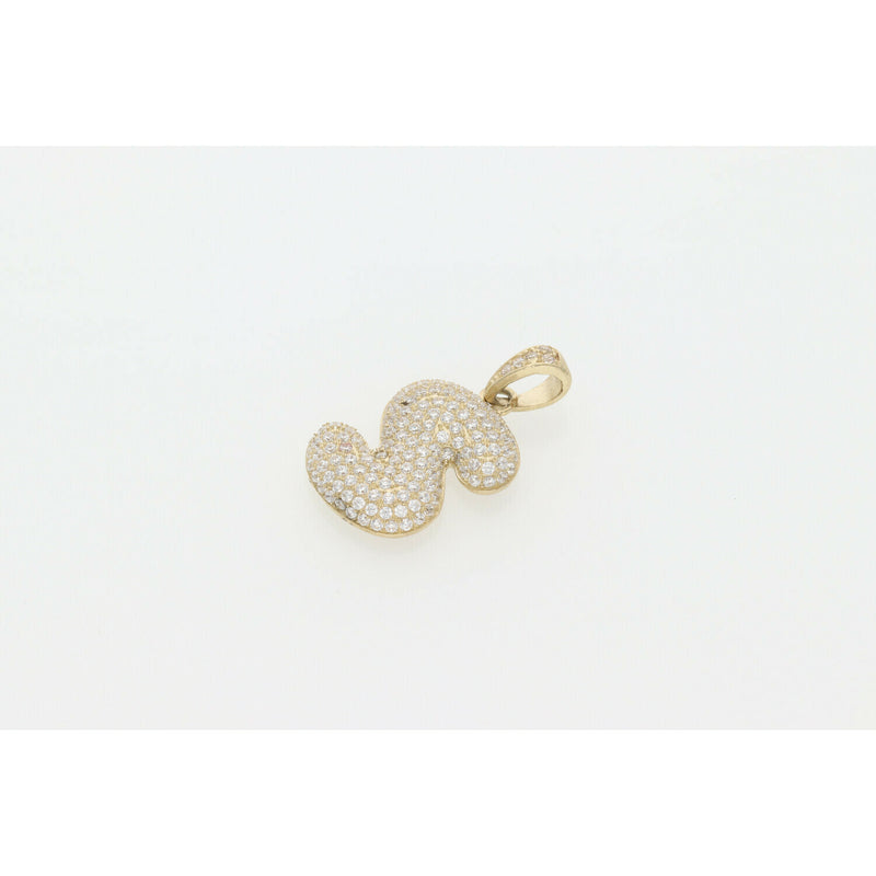 10 Karat Gold Cz Bubble Letter "S" Charm W:3.8