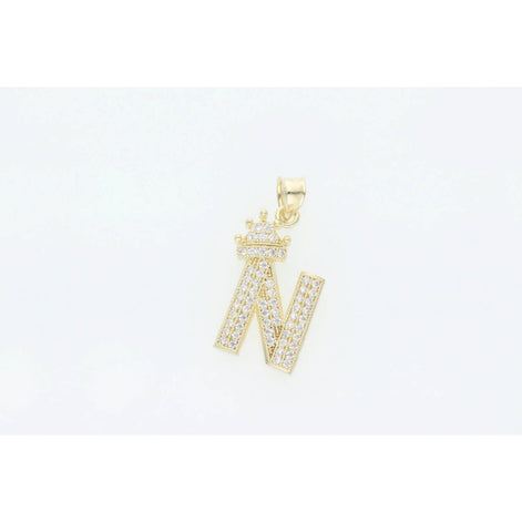 10 Karat Gold Cz Crown Letter 