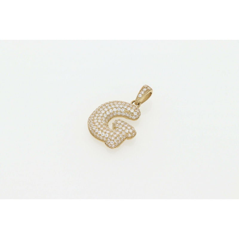 10 Karat Gold Cz Bubble Letter "G" Charm W:4