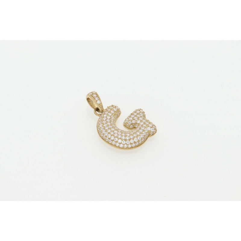 10 Karat Gold Cz Bubble Letter "G" Charm W:4
