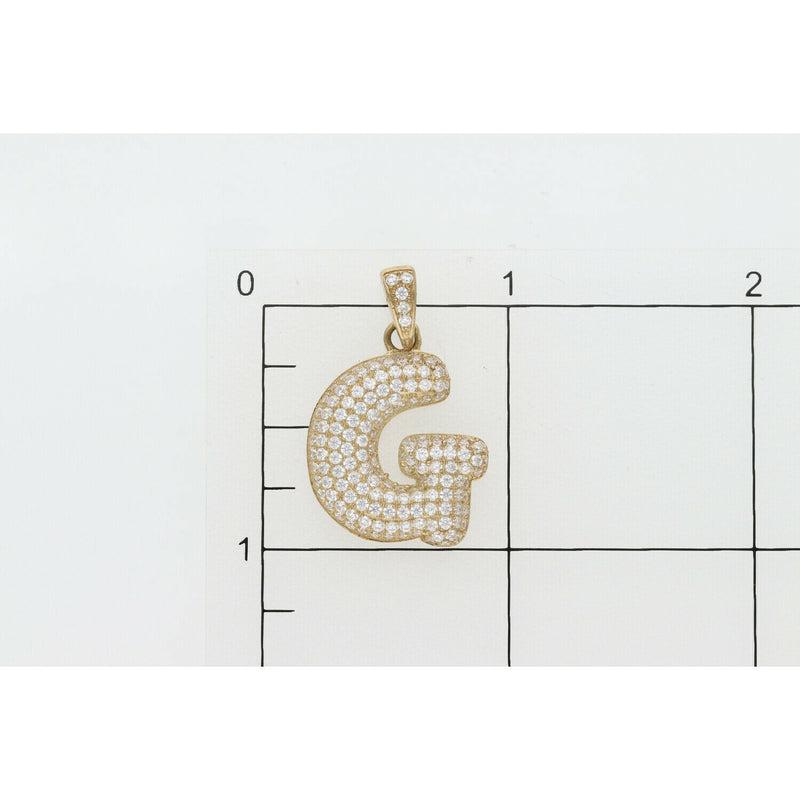 10 Karat Gold Cz Bubble Letter "G" Charm W:4
