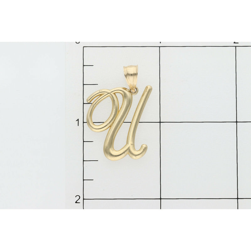 10 Karat Gold Cursive Letter "U" Charm W:1.7