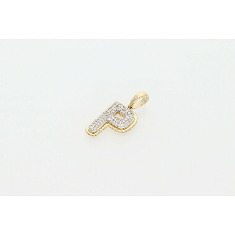 10K Gold Cz Letter Fancy Bubble " P "Charm W:2