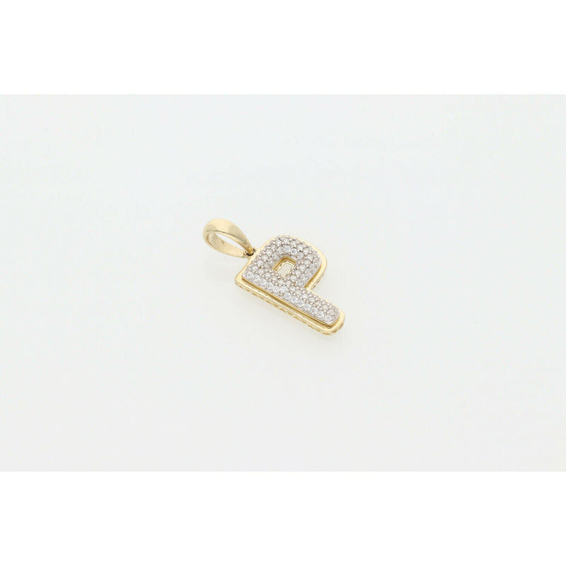 10K Gold Cz Letter Fancy Bubble " P "Charm W:2