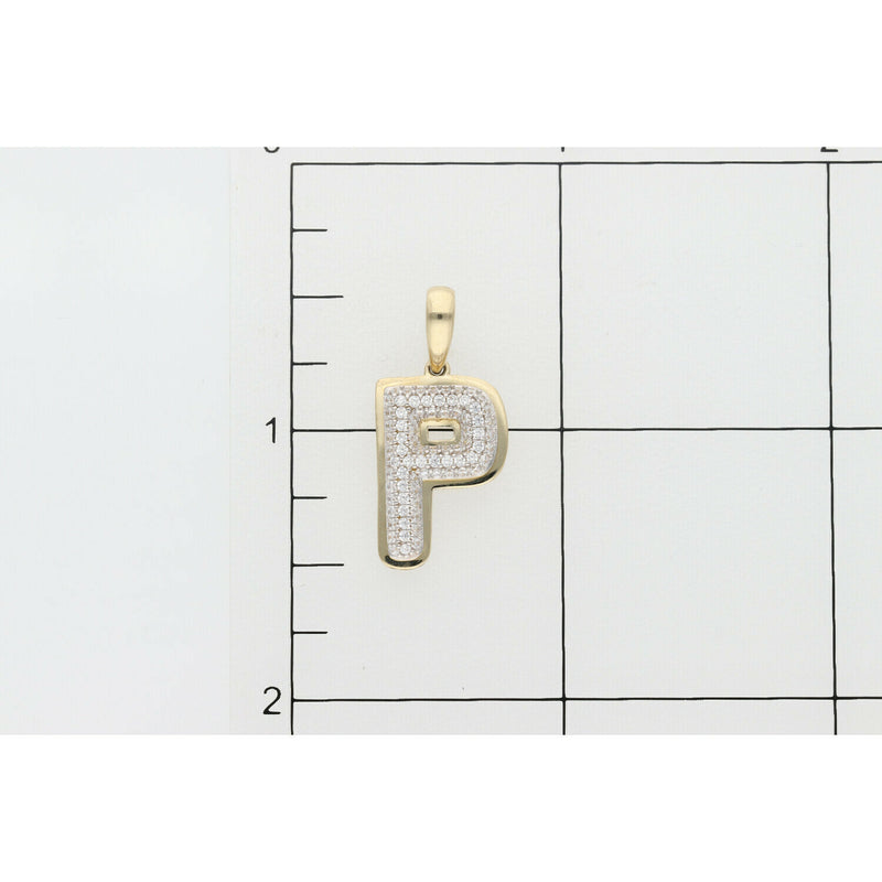 10K Gold Cz Letter Fancy Bubble " P "Charm W:2