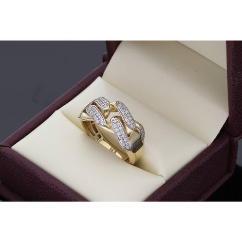 Gold Cz Half Cuban Link Ring