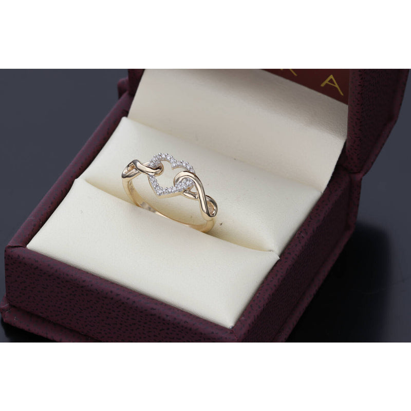 10 Karat Gold 1/10ct Diamond Gift Heart Infinity Ring