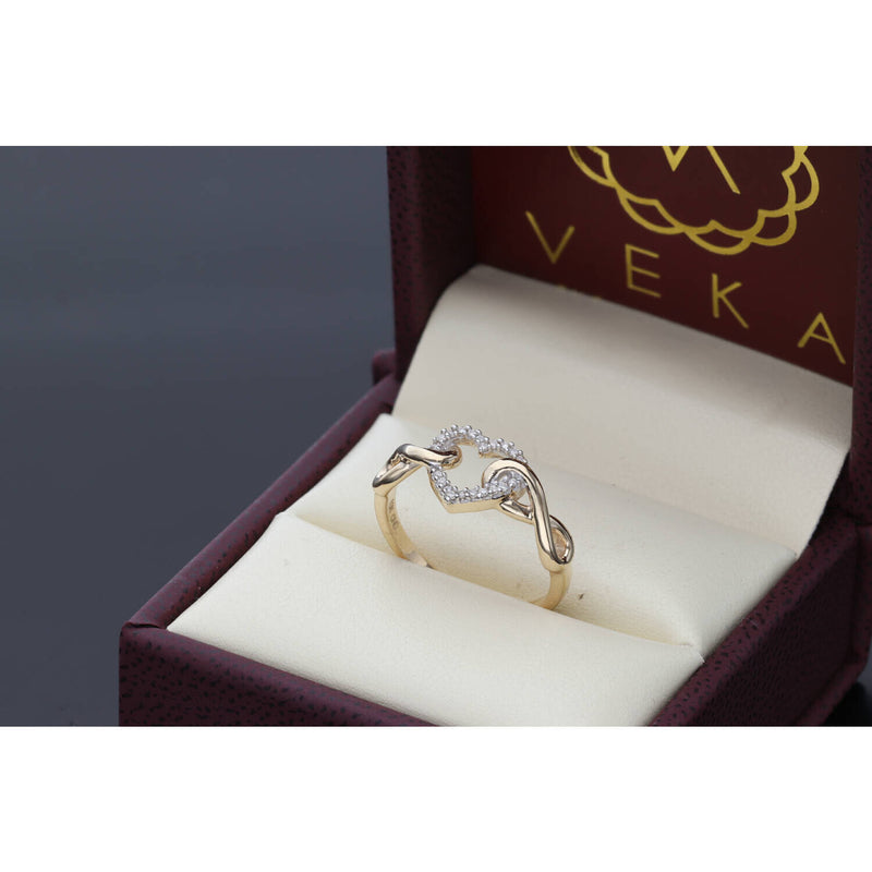 10 Karat Gold 1/10ct Diamond Gift Heart Infinity Ring