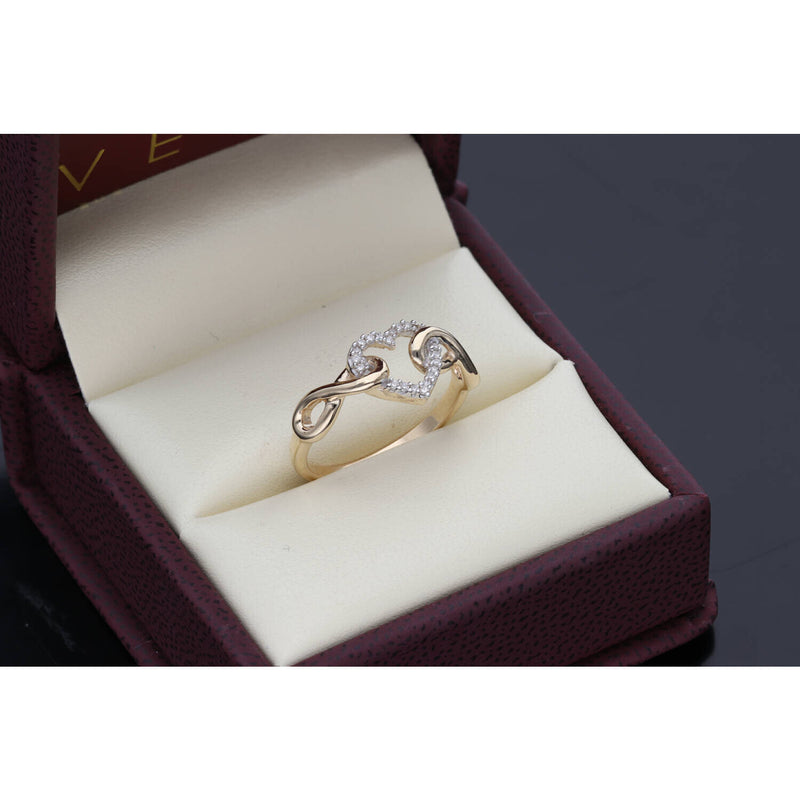 10 Karat Gold 1/10ct Diamond Gift Heart Infinity Ring