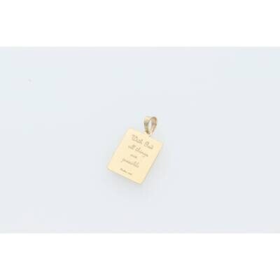 14K Gold Sacred Heart of Jesus Square Medal Pendant - Religious Jewelry