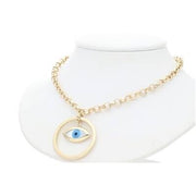 Gold Rolo eye Necklace 14 Karat 4.4 x 17 W:11.5 