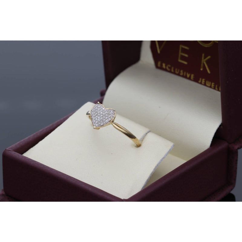 10K Gold 0.15ctw Diamond Prong Heart Ring