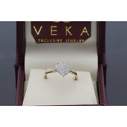 10K Gold  Diamond Prong Heart Ring