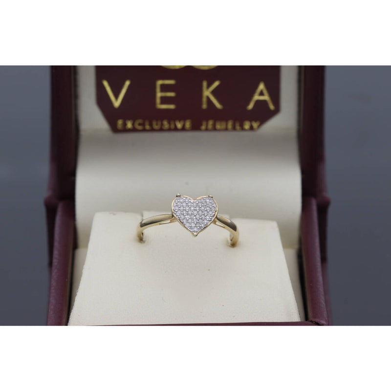 10K Gold  Diamond Prong Heart Ring