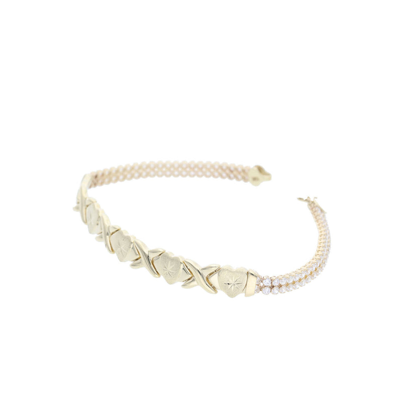 10K G & cz XOXO Tennis Bracele 7.4x4.1x7" W:6