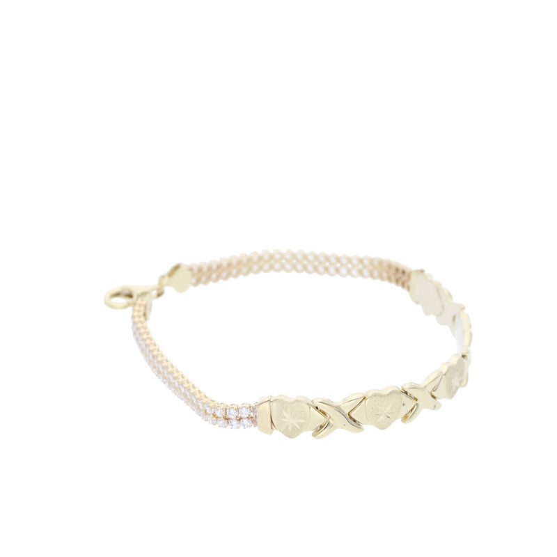 10K G & cz XOXO Tennis Bracele 7.4x4.1x7" W:6