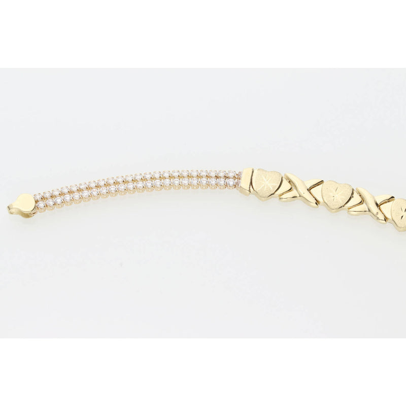 10K G & cz XOXO Tennis Bracele 7.4x4.1x7" W:6