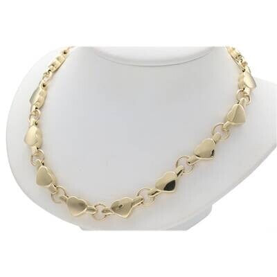 14K Gold Heart Necklace 8.3 x 17 W:15