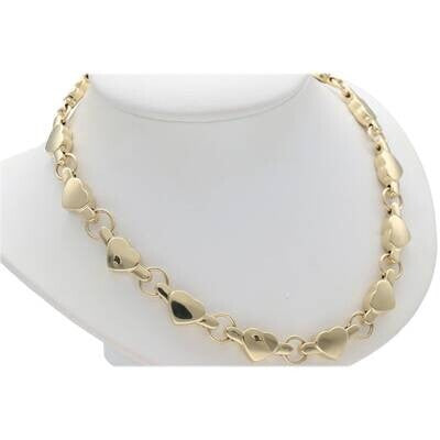 14K Gold Heart Necklace 8.3 x 17 W:15