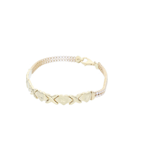 10K G & cz XOXO Tennis Bracele 7.4x4.1x7