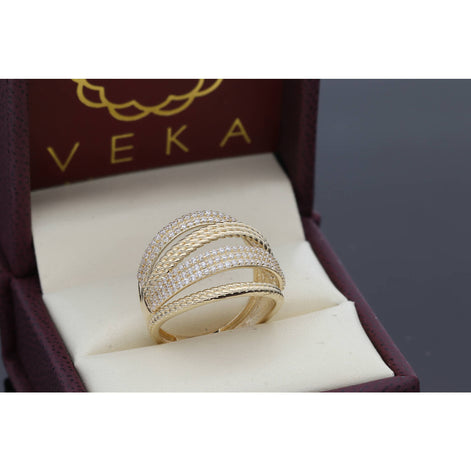 14 Karat Gold & CZ Four Lines Ring