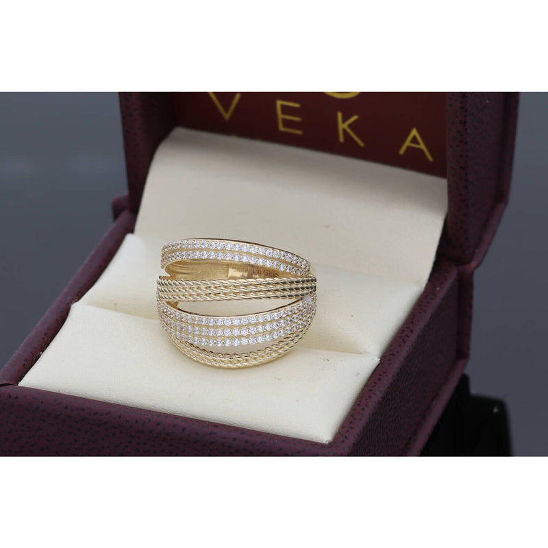 14 Karat Gold & CZ Four Lines Ring