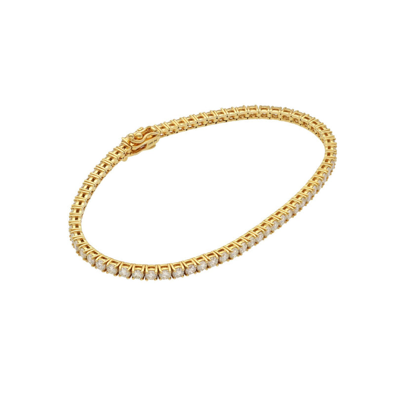 7-inch round diamond tennis bracelet in 14K yellow gold featuring VVS natural diamonds