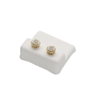 Diamond Circle Stud Earrings 10K Gold Men's Jewelry Round Design

