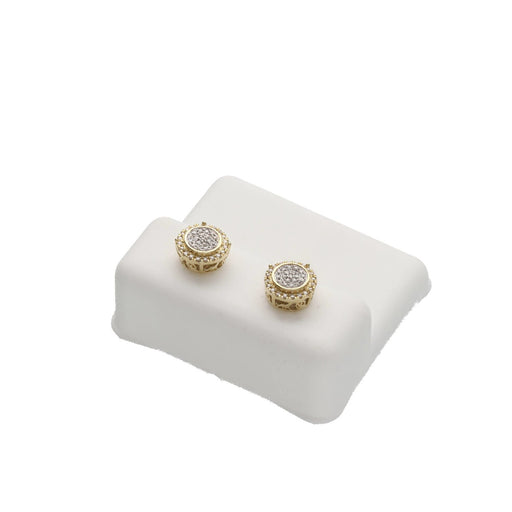 Diamond Circle Stud Earrings 10K Gold Men's Jewelry Round Design

