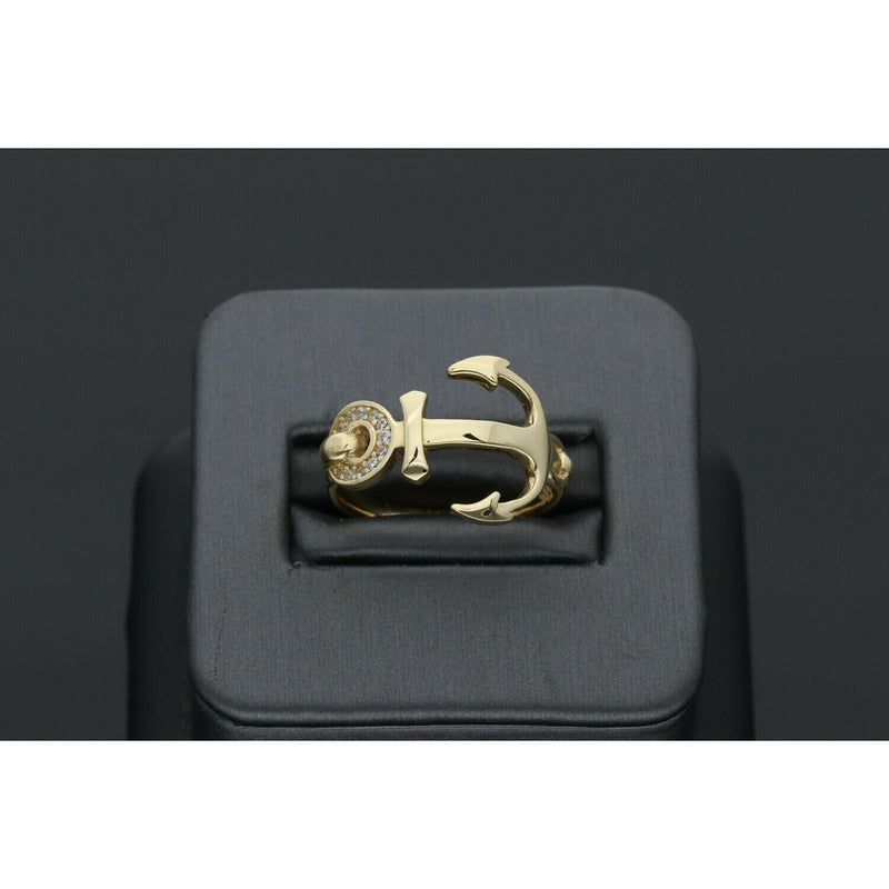 14 Karat Gold  Anchor Ring with Stones
