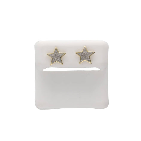 10K Gold Diamond Star Earrings with Micro Pave Setting 0.10 CTW

