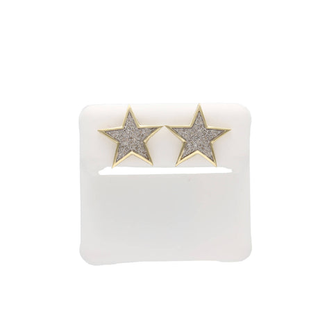 10K Gold Star Diamond Earrings 0.25ctw Celestial Design Natural Diamonds on a white background.

