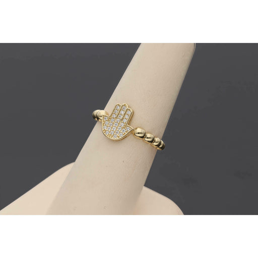 Real Gold Hamsa Beaded Band