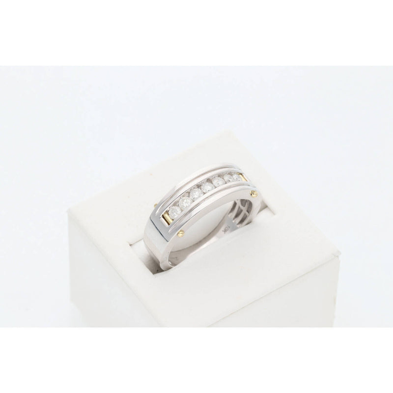 Natural Channel Setting Wedding Band in white Gold.