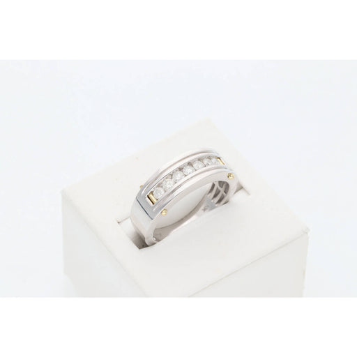 Natural Channel Setting Wedding Band in white Gold.