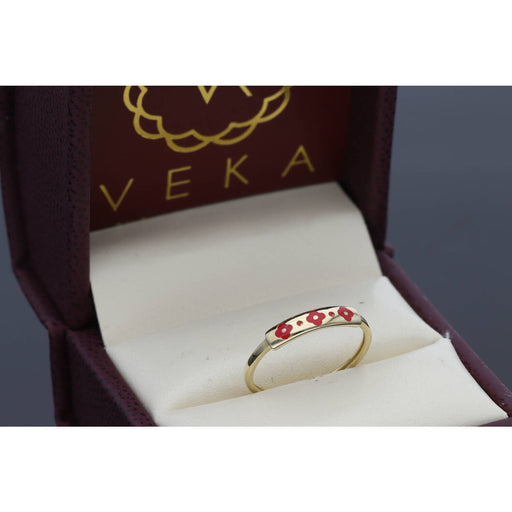10K Gold Red Clover Ring