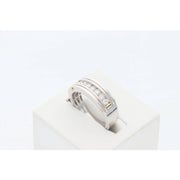 10K white gold diamond wedding band for men.