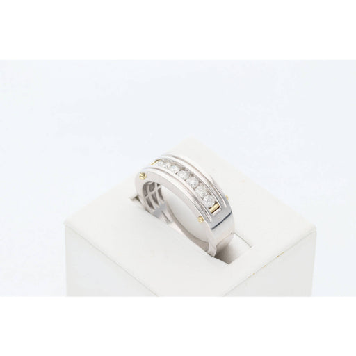 10K white gold diamond wedding band for men.
