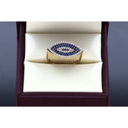 14K Gold CZ Blue Eye Oval Ring