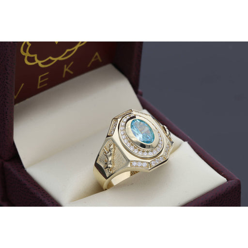 10 Karat Gold & AquaMarine CZ Ring