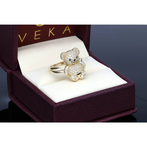 Gold & CZ Teddy Bear Ring